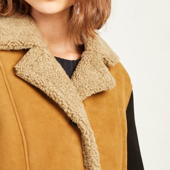 FRENCH CONNECTION LOUIE SHEEPSKIN PATCHWORK JACKET - Picture 3 of 9